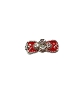  Nail Gem Bow Red Silver 4 Stone Medium 