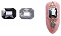  Gem Stone Rectangle Black 10/Pack 