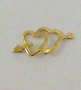  Nail Charm Gold 2 Hearts Arrow 