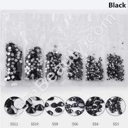  Rhinestones Multi Sz Black 1770/Pack 