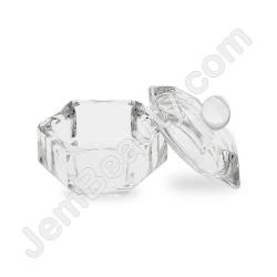  Crystal Jar w/ Lid Hexagon 