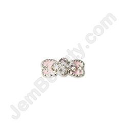  Nail Gem Bow Pink 4 Stones Medium 