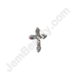  Nail Gem Cross w/ AB Stones Medium 